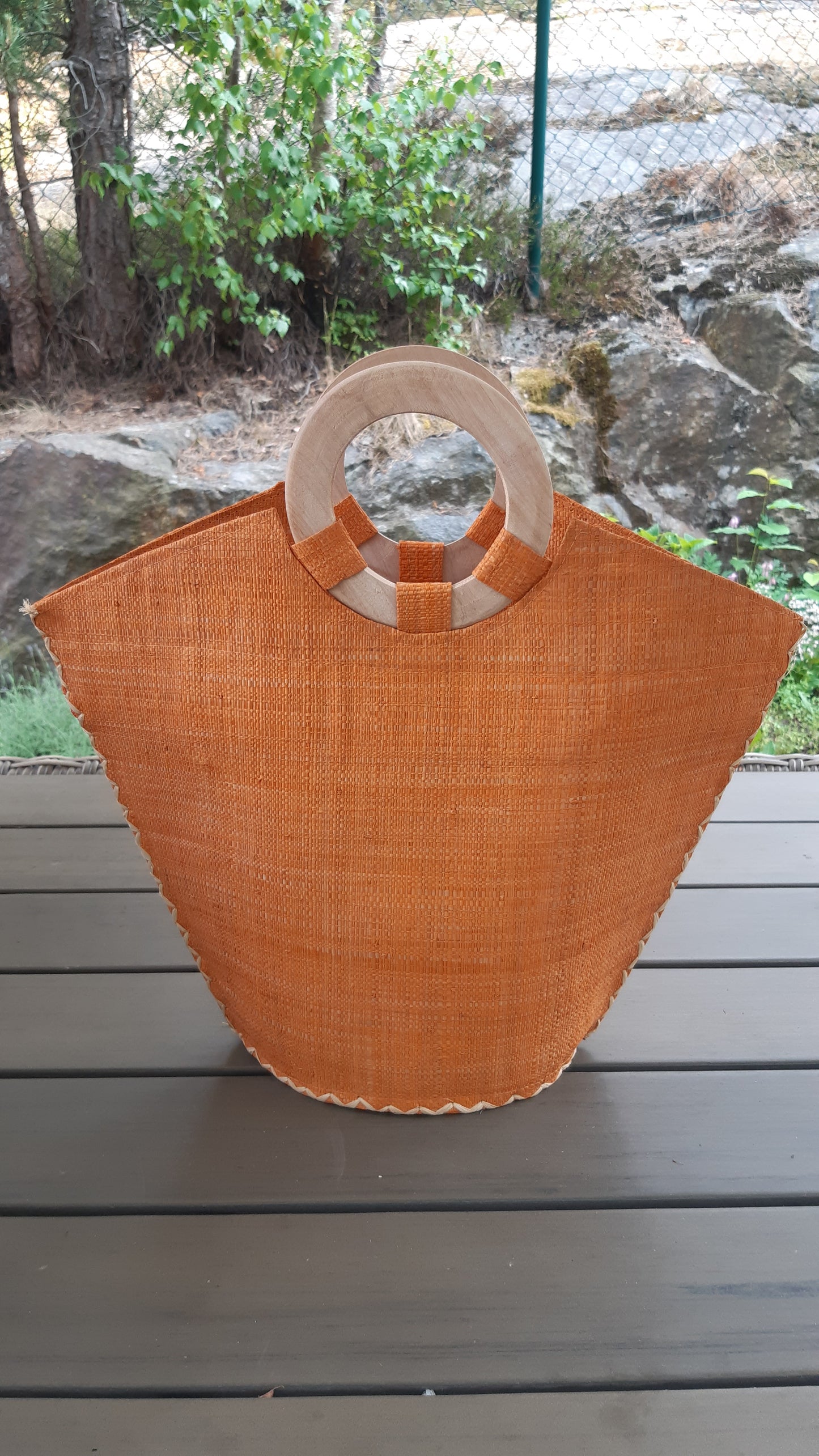 Trapets handväska raffia