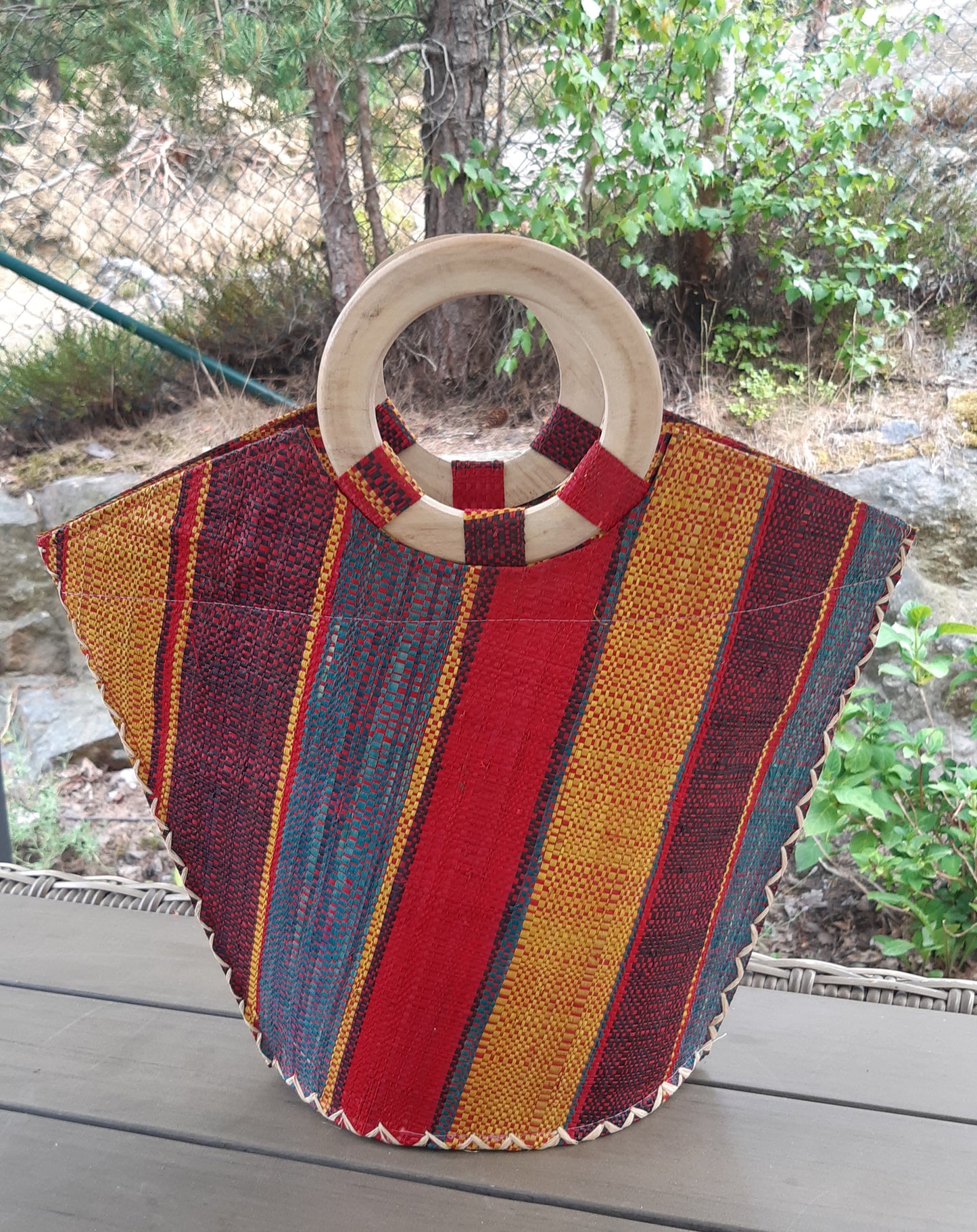 Trapets handväska raffia