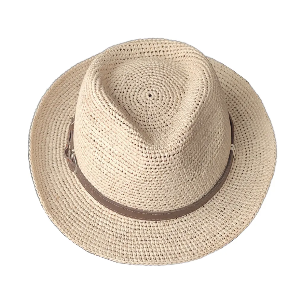 Virkad Raffia Panama Hatt brätte 5-6cm