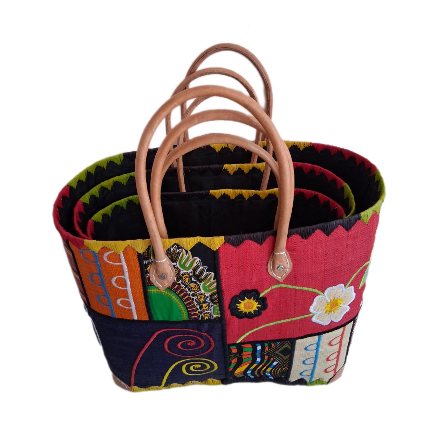 ARAVOLA broderade korgväskor