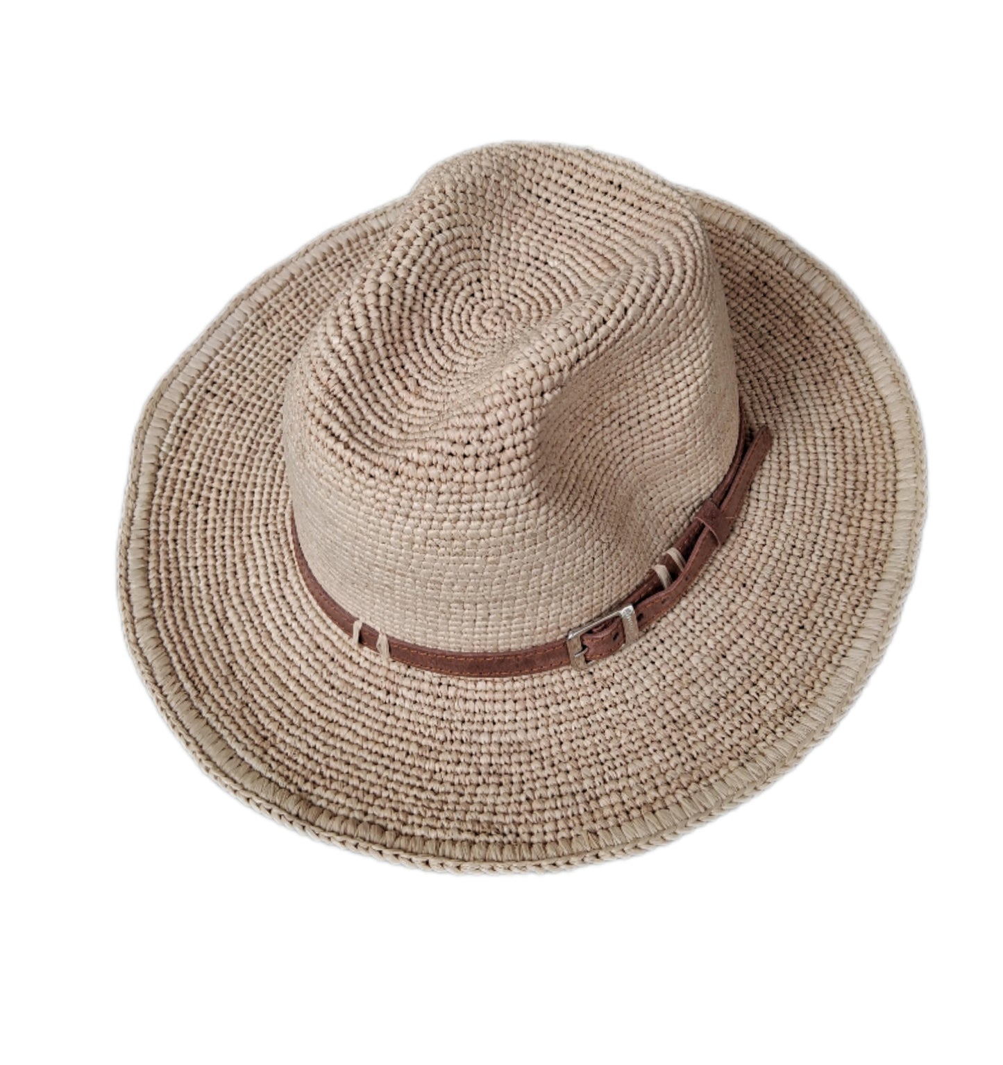 Virkad Raffia Panama Hatt brätt > 7cm