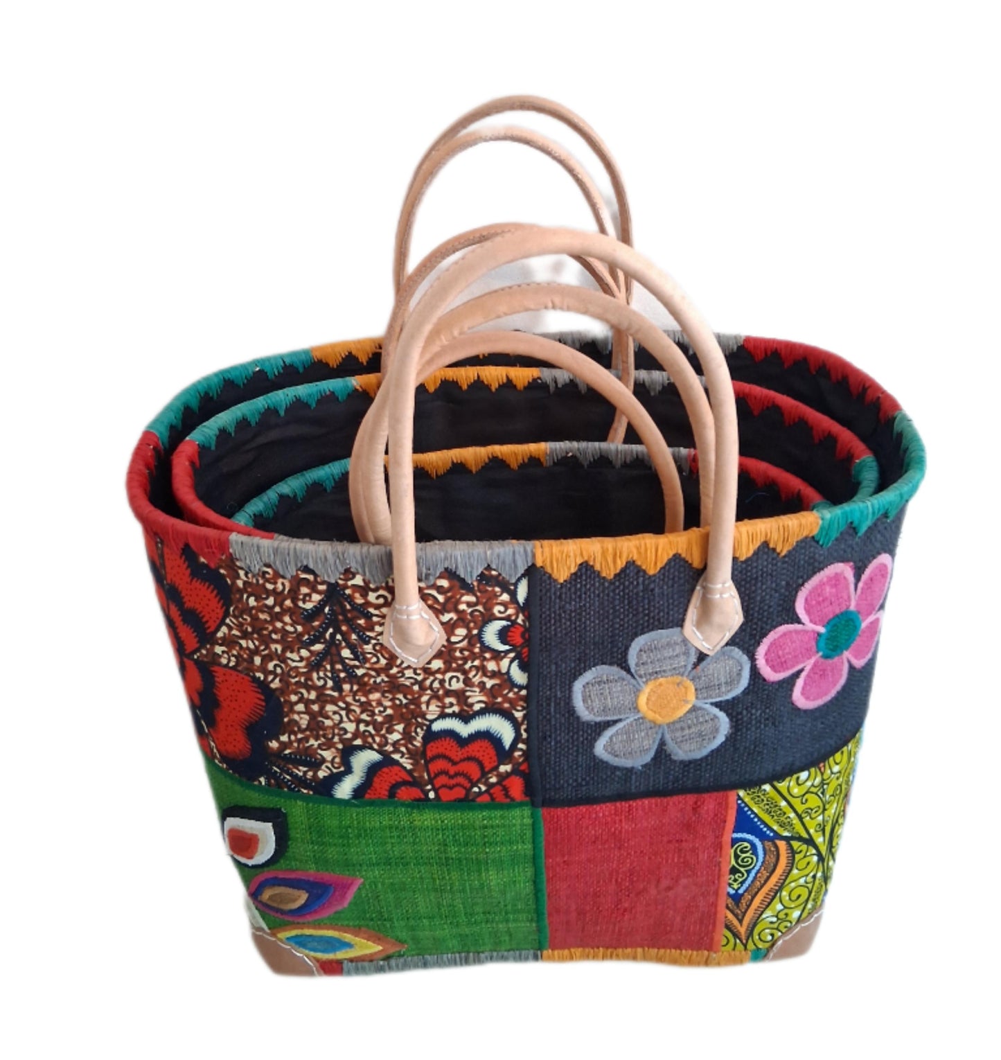 ARAVOLA broderade korgväskor
