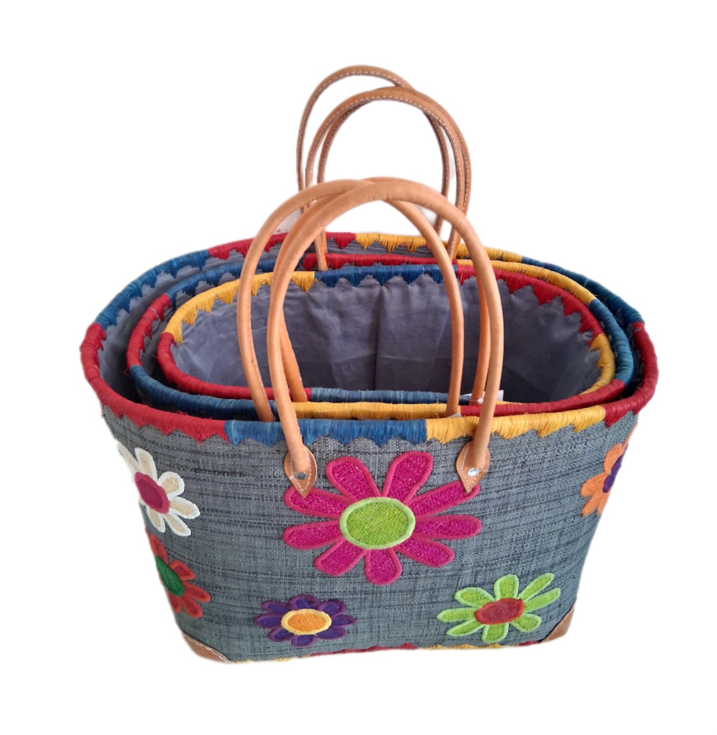 ARAVOLA broderade korgväskor