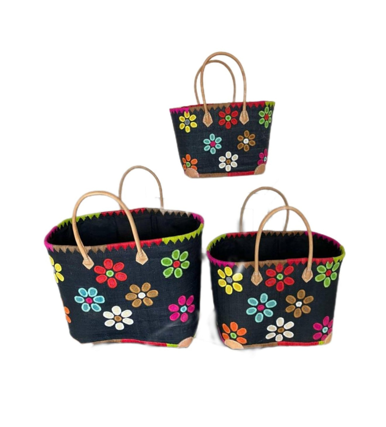 ARAVOLA broderade korgväskor