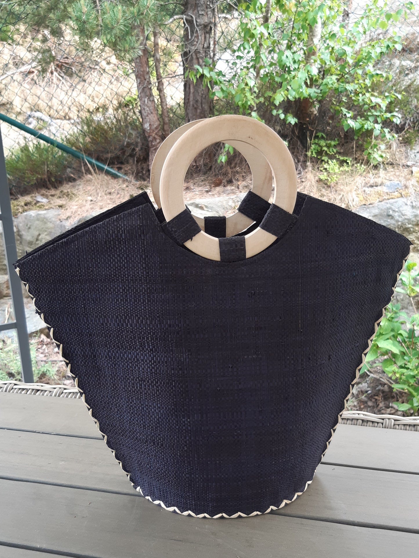 Trapets handväska raffia