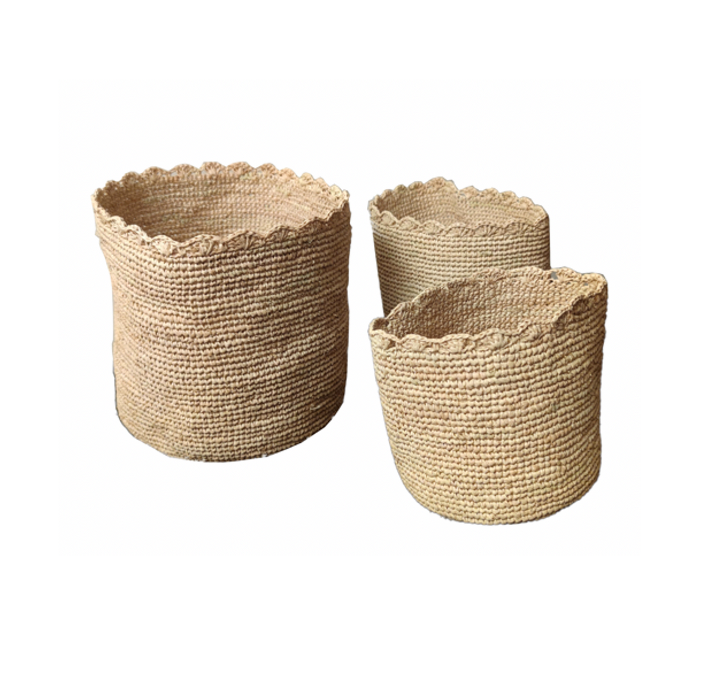 Virkad Raffia kruka/korg 3 delar