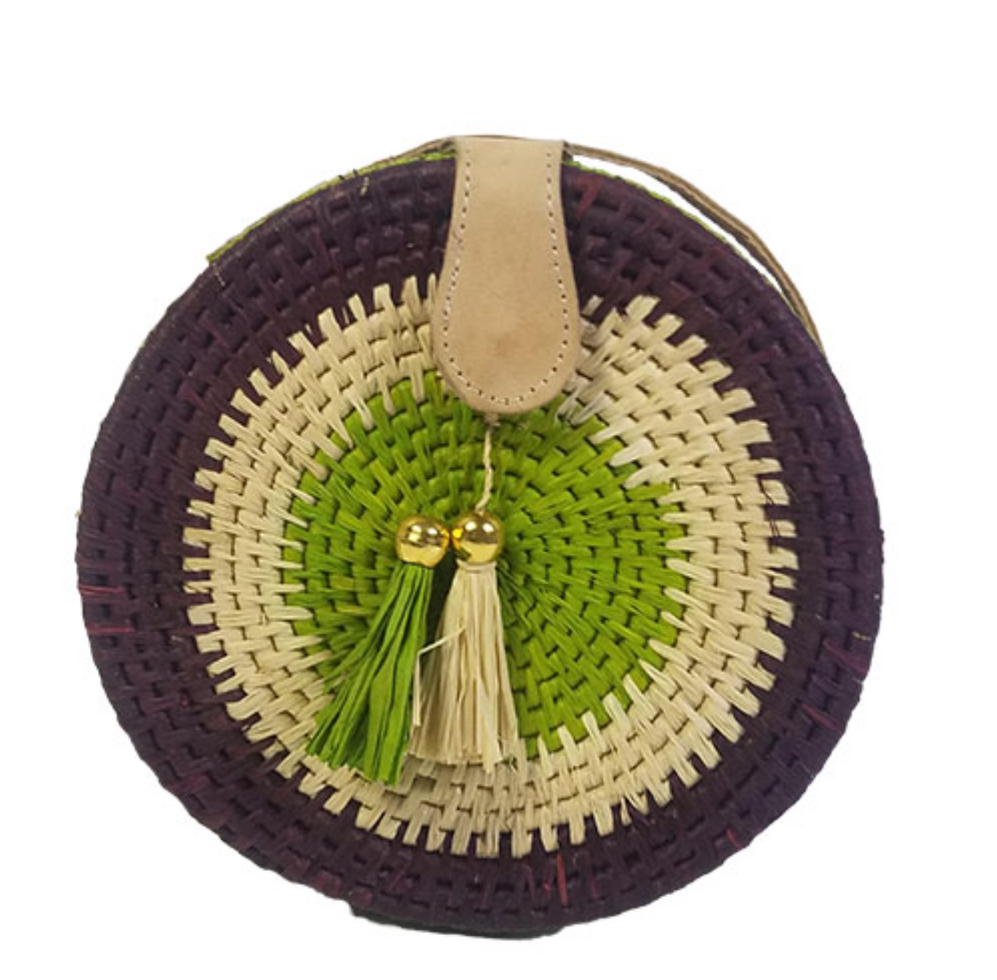 Runda raffia axelsväska