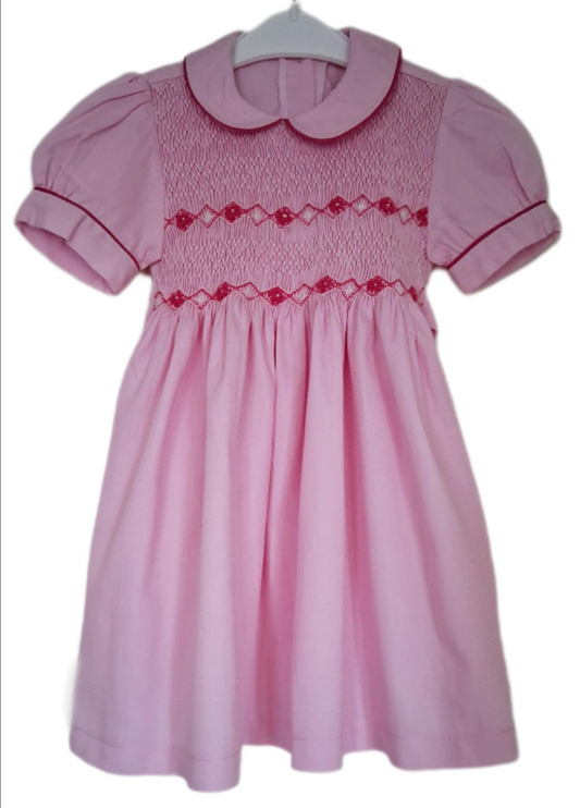 Smockklänning med Puffärm och Krage - Rosa - 2år