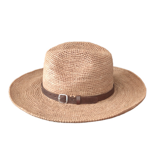 Virkad Raffia Panama Hatt brätt > 7cm
