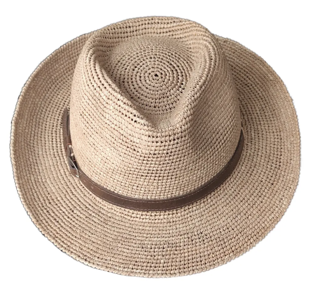 Virkad Raffia Panama Hatt brätte 5-6cm